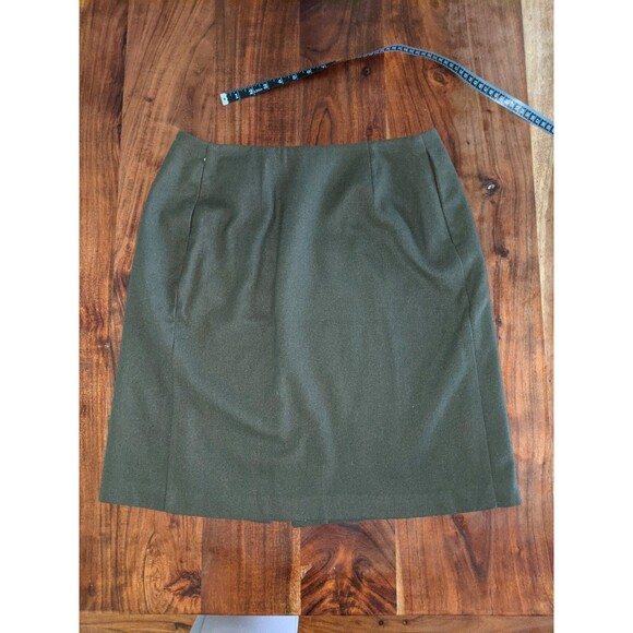 Michele VINTAGE 100% Wool Skirt Sz L Solid Lined Army Green Classic Office VTG - Picture 9 of 12